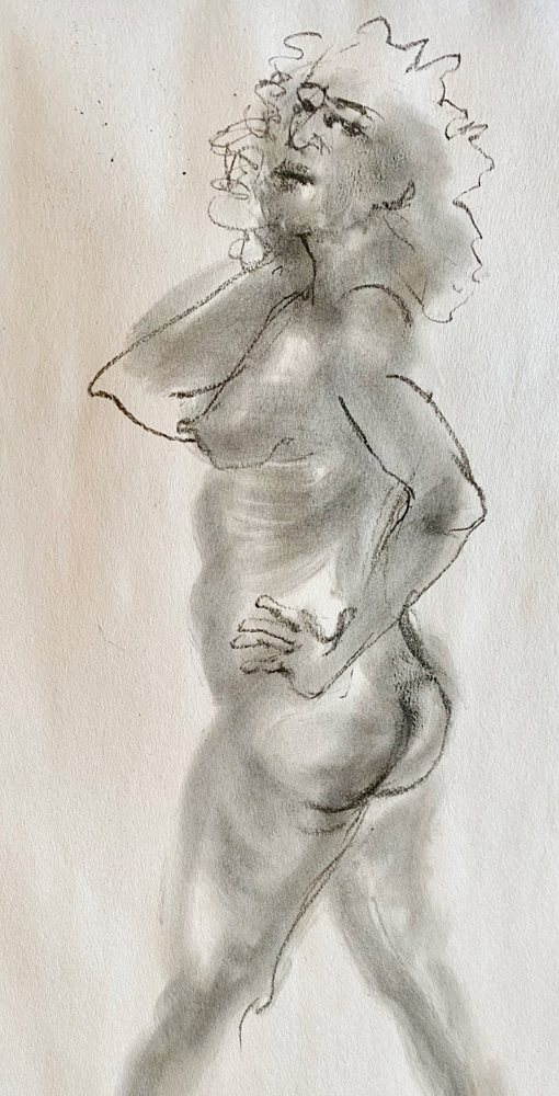 Androgynous Nude — Original drawing by Kathleen Deyo