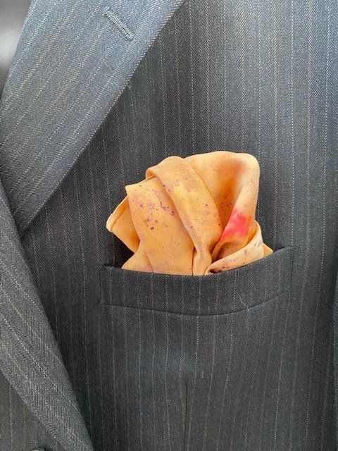 Apricot Patterned Men's Pocket Square — Hand-painted silk by Kathleen Deyo