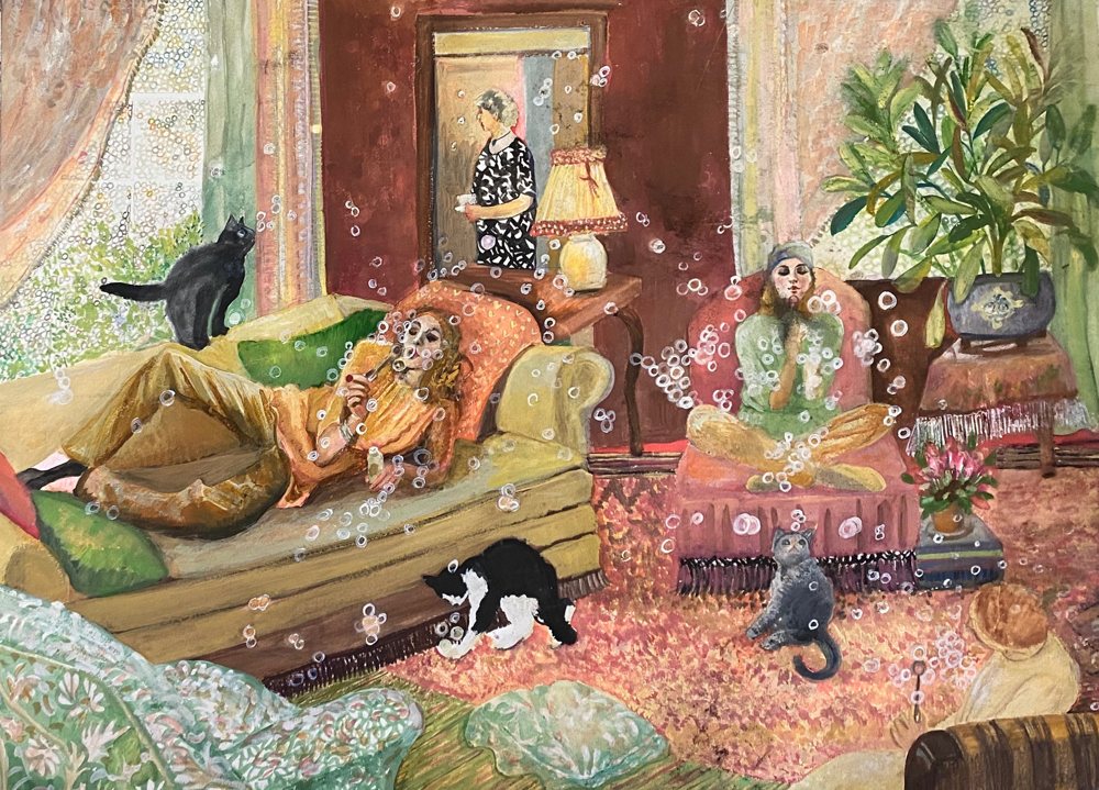Blowing Bubbles — Watercolor giclée print by Kathleen Deyo
