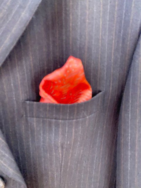 Coral Patterned Men's Pocket Square — Hand-painted silk by Kathleen Deyo