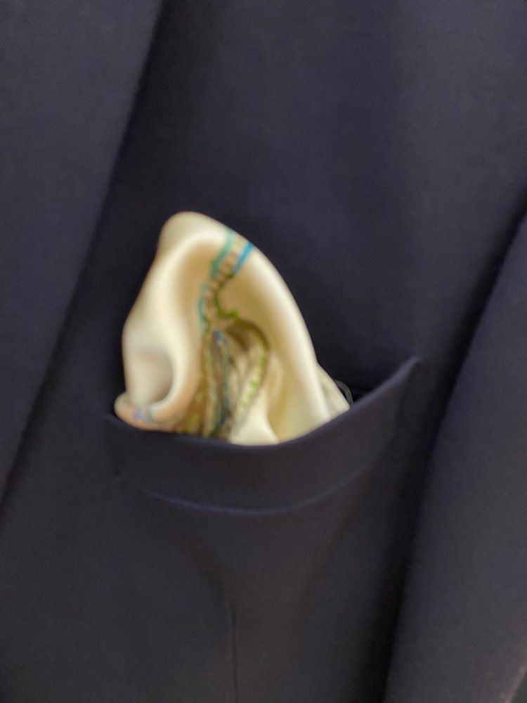 Flowered Men's Pocket Square — Hand-painted silk by Kathleen Deyo