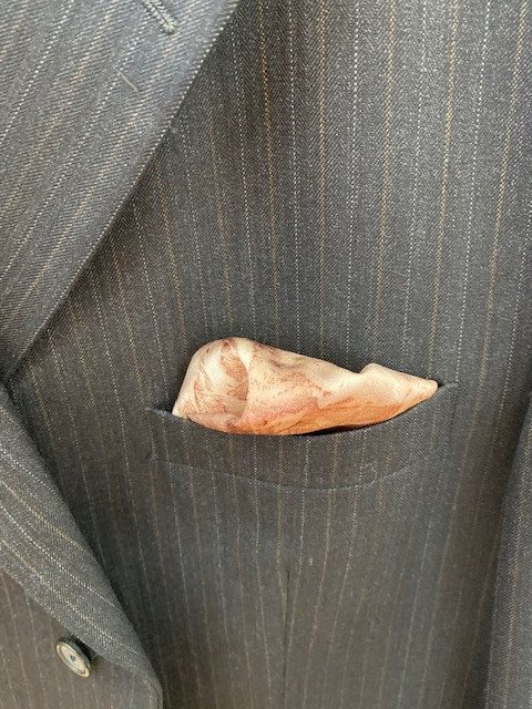 Ivory-Patterned Men's Pocket Square — Hand-painted silk by Kathleen Deyo