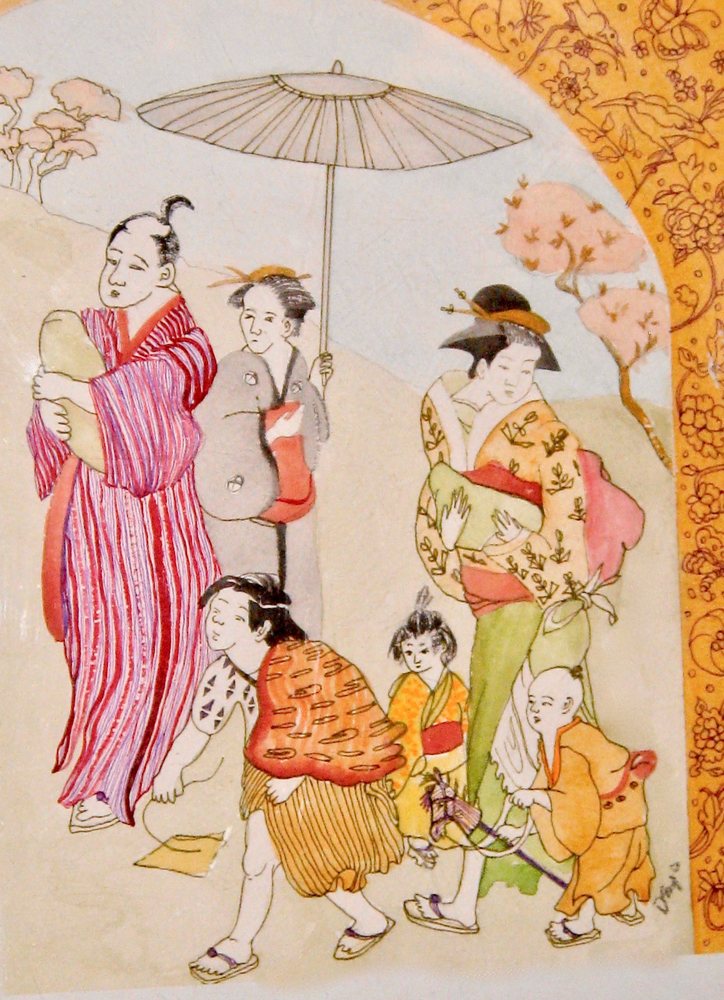 Japanese Family — Watercolor giclée print by Kathleen Deyo