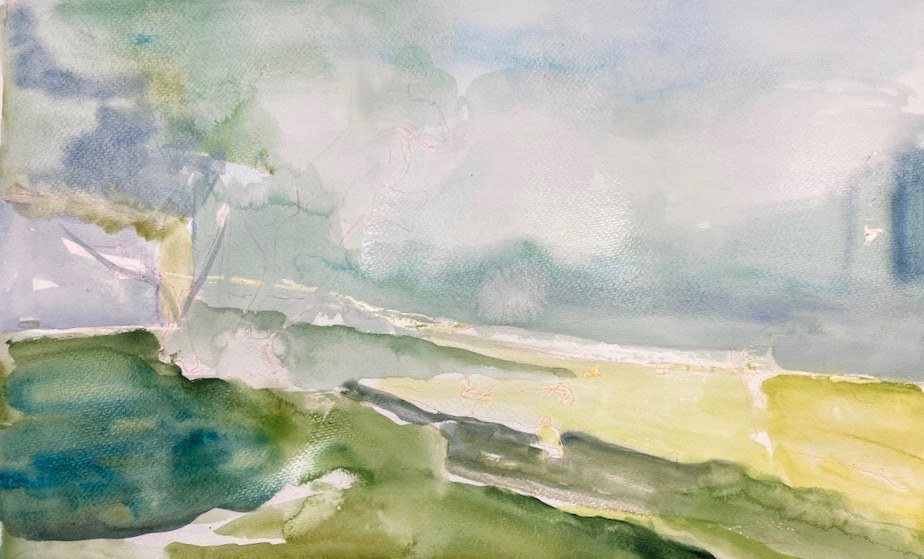 Lyrical Beach Scene — Original watercolor by Kathleen Deyo