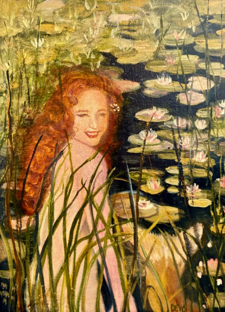 Mermaid and Water Lilies — Giclée print by Kathleen Deyo