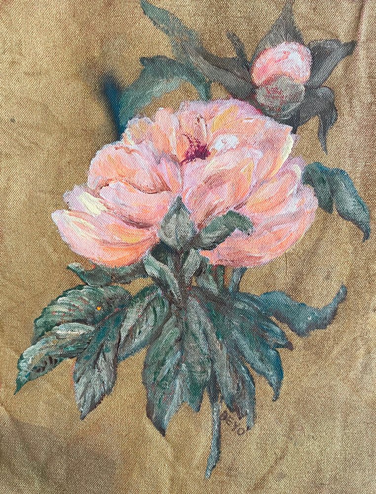 Peony Oil on Canvas — Original oil by Kathleen Deyo