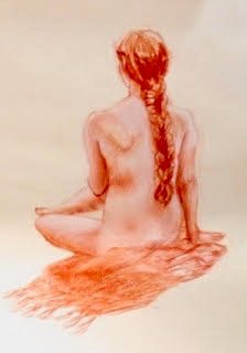 Ponytail Nude woman — Figure giclée print by Kathleen Deyo