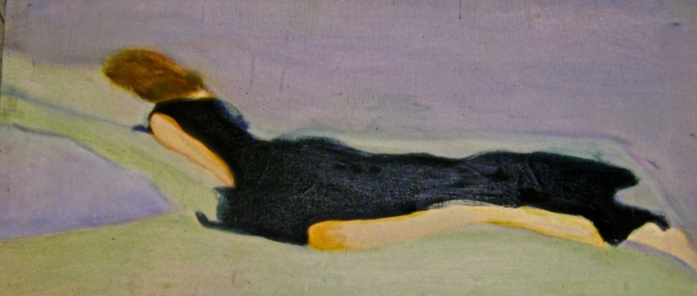 Reclining Woman in Black — Original oil by Kathleen Deyo