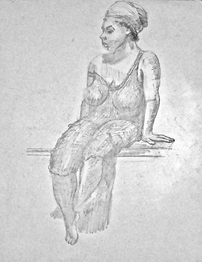 Seated Woman Lightly Draped — Giclée print by Kathleen Deyo
