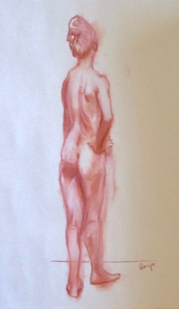 Standing Female Nude — Original drawing by Kathleen Deyo