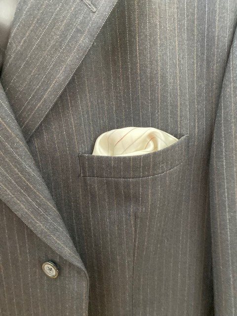 Striped Silk Men's Pocket Square — Hand-painted silk by Kathleen Deyo