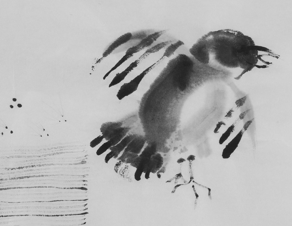 Sumi-e Bird — Sumi-e ink by Kathleen Deyo
