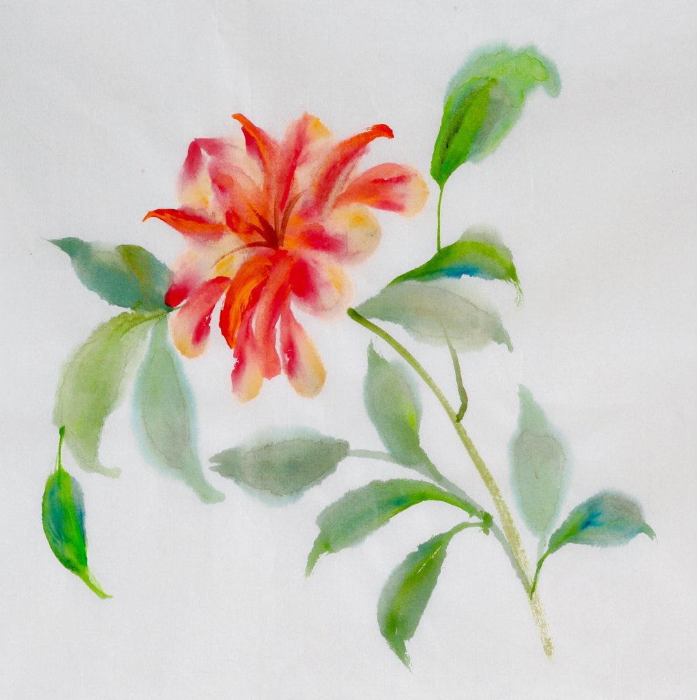 Sumi-e Flower 1 — Sumi-e ink by Kathleen Deyo