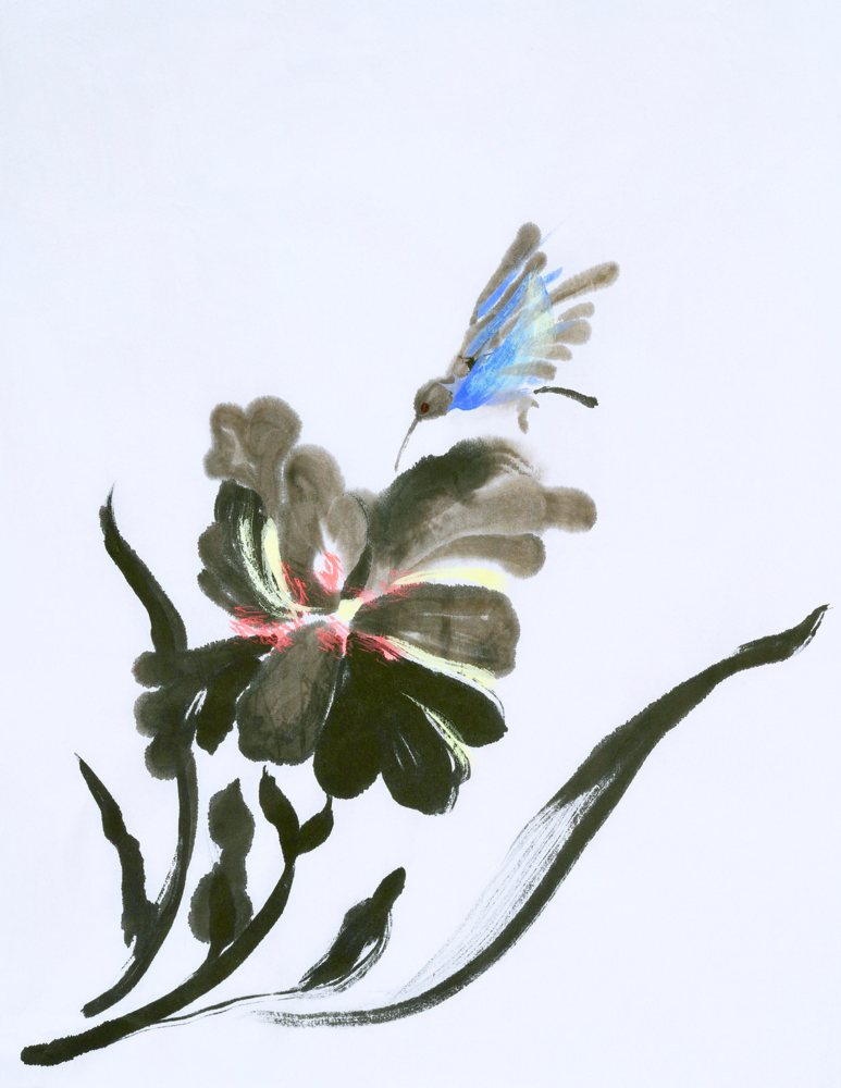 Sumi-e Flowers 3 — Sumi-e ink by Kathleen Deyo