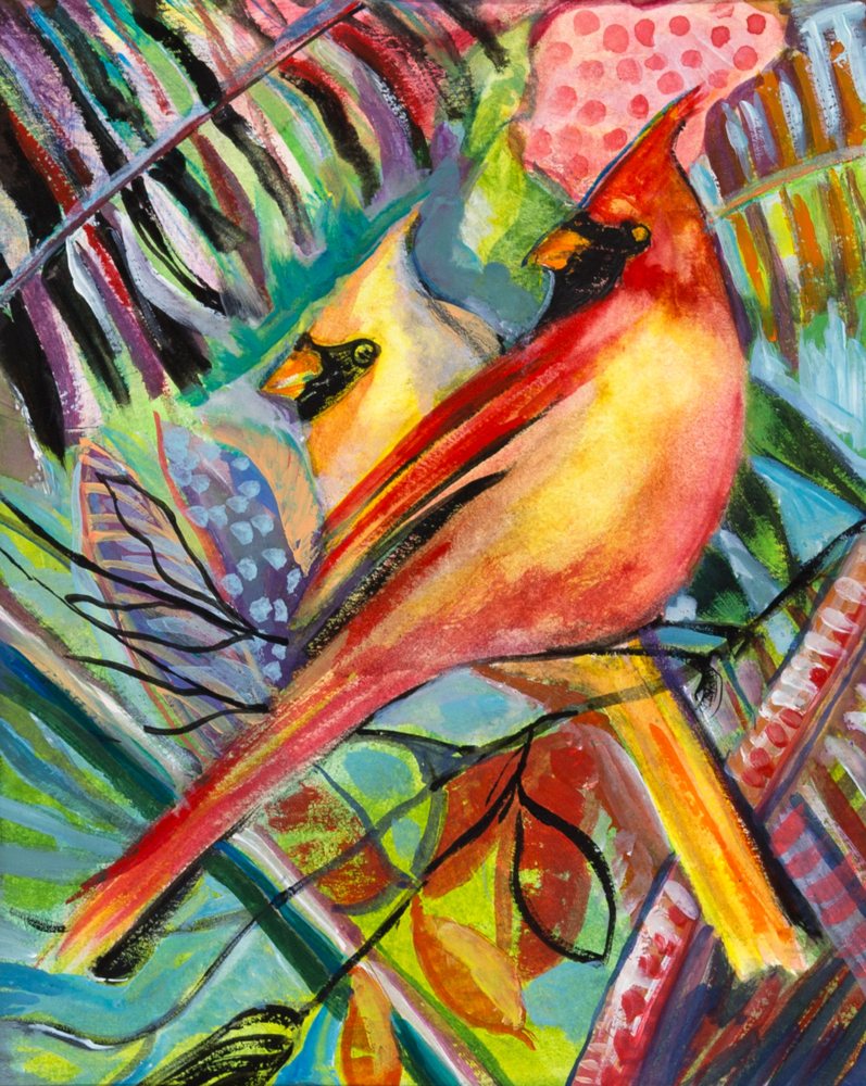Two cardinals — Giclée print by Kathleen Deyo