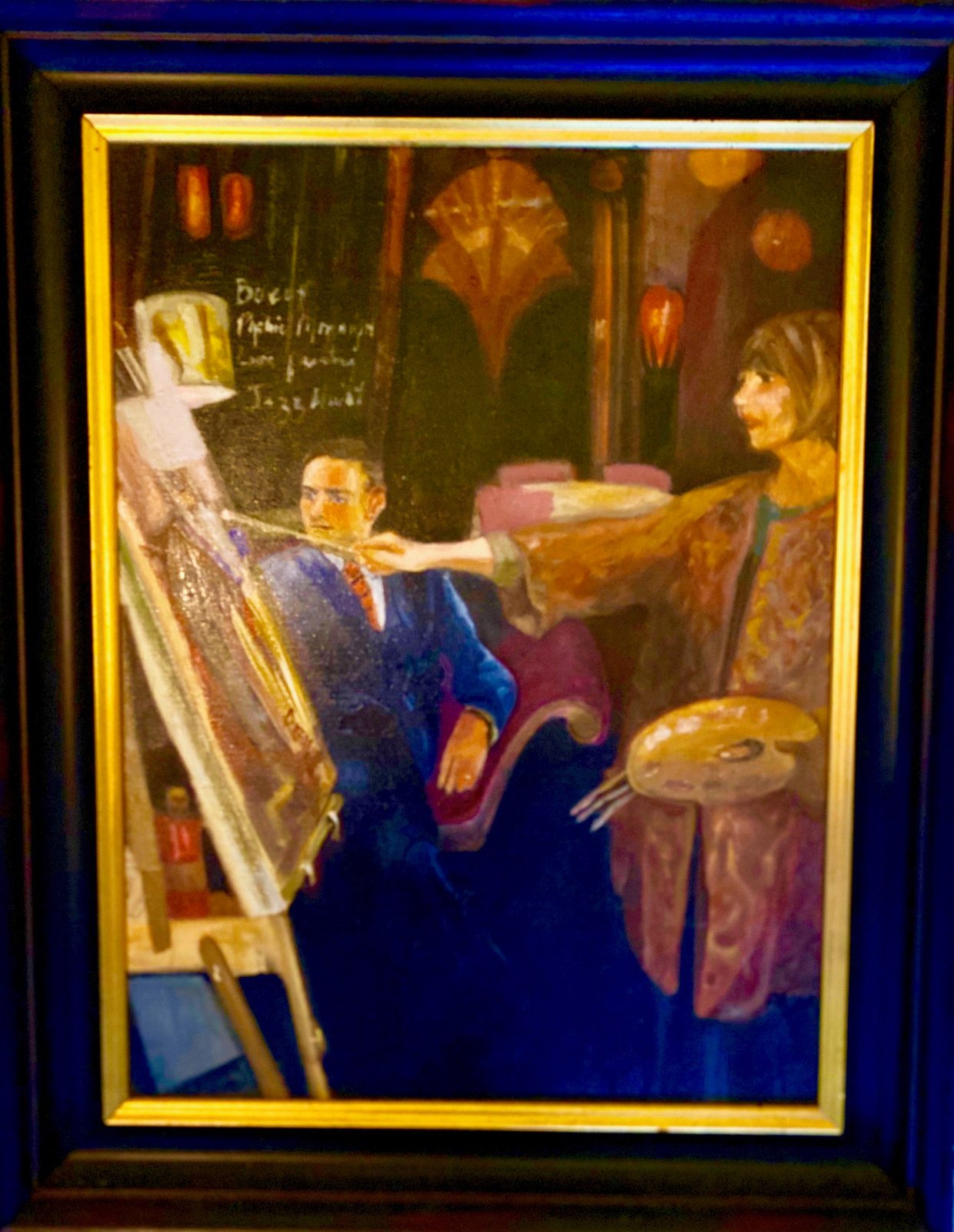 Artist Doing Portrait, oil painting by Kathleen Deyo