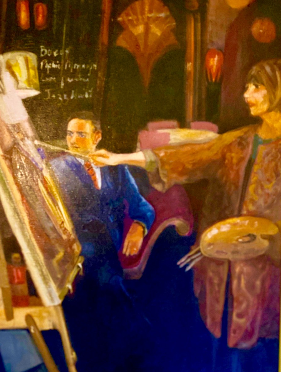 Artist Doing Portrait, self-portrait in oil by Kathleen Deyo